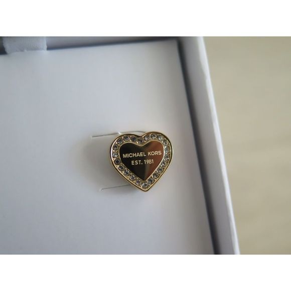 MICHAEL KORS MKJX3965710 Gold Tone Pave Crystal Heart Heritage Stud Earrings - Picture 10 of 10